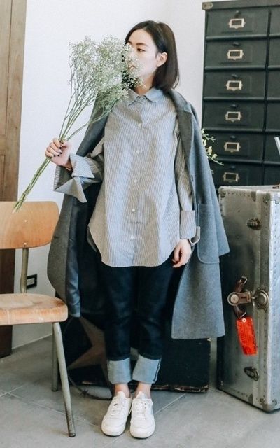 風衣×牛仔褲