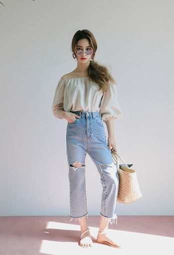 刷破牛仔褲穿搭