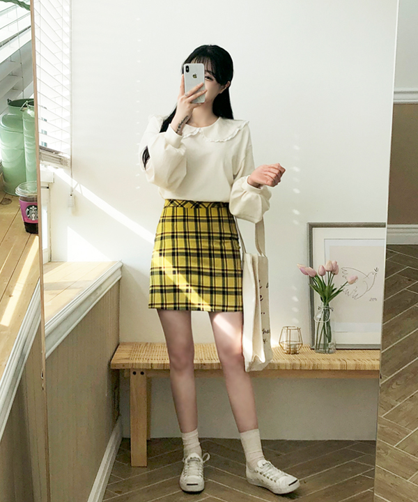格子裙穿搭sonyunara