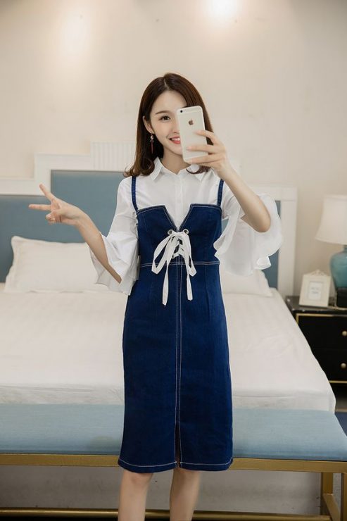 牛仔洋裝穿搭