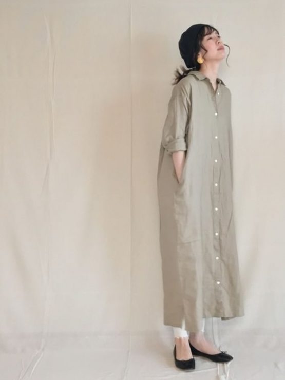 卡其色×連身裙