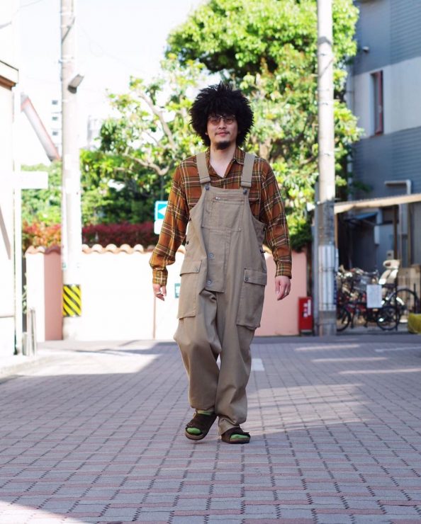 男生古著吊帶褲