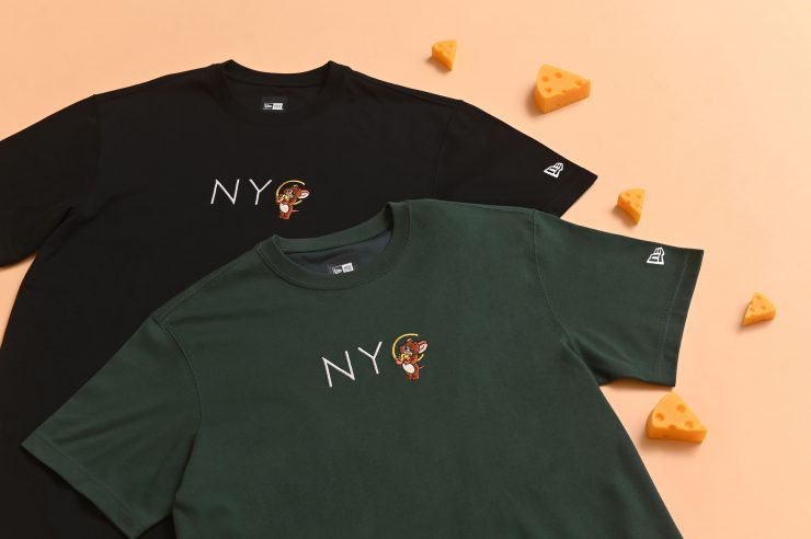 黑、綠兩款T-shirt以傑利鼠吃著起司一臉滿足的萌樣與NYC字樣做結合