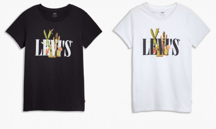 【LEVI_S單品圖】17369-1057_熱帶印花Serif Logo黑TEE(女款)_NT 1190