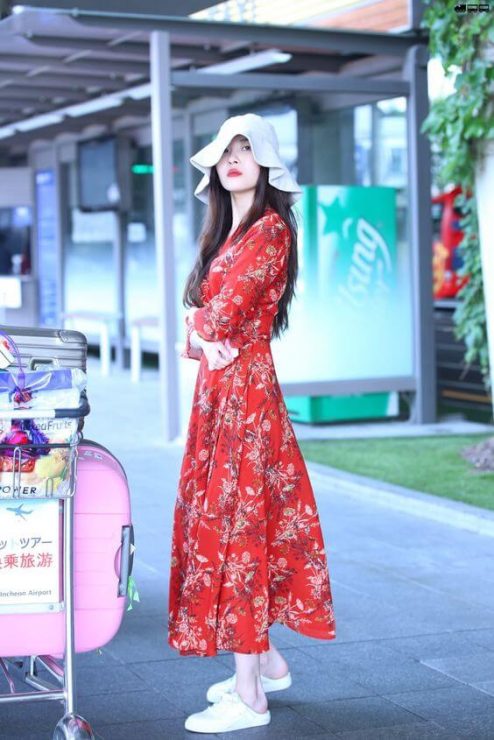 泫雅女星韓國碎花洋裝