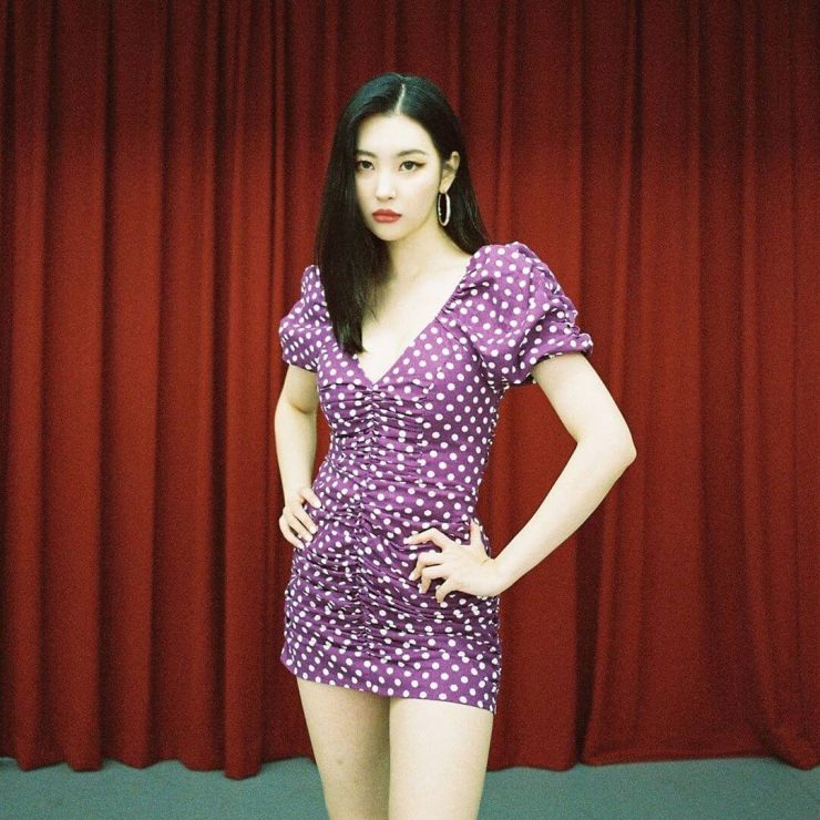 韓國女星緊身洋裝圓點復古夏天