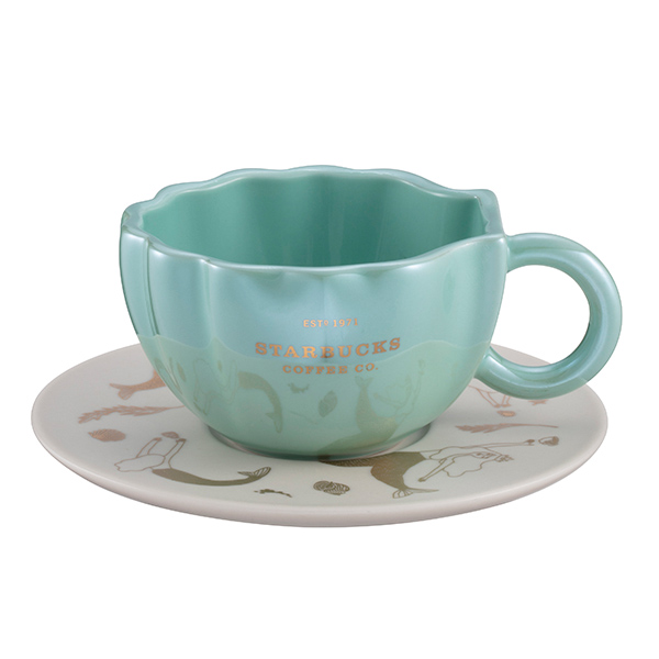 貝殼人魚杯盤組，售價$600，89ml。 (2)