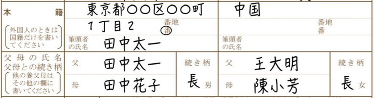 ④_本籍・筆頭者・父母の氏名・続き柄